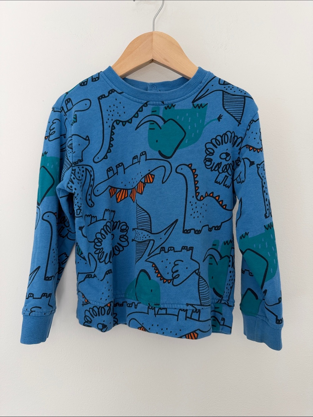 Fagottino Blue Dinosaur Animal Print Kids Long Sleeve Sweater Size 2-3 Years